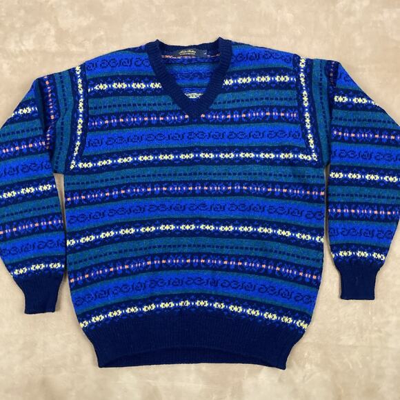 Brooks Brothers Fair Isle Wool Sweater Mens L Made In UK Nordic - Picture 5 of 12
